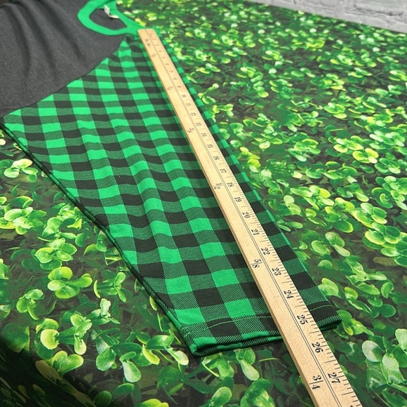 Luxury JLT Baseball Ringer Tee T-Shirt Women 3XL Green Buffalo Check 3/4 Sleeves - Picture 10 of 14